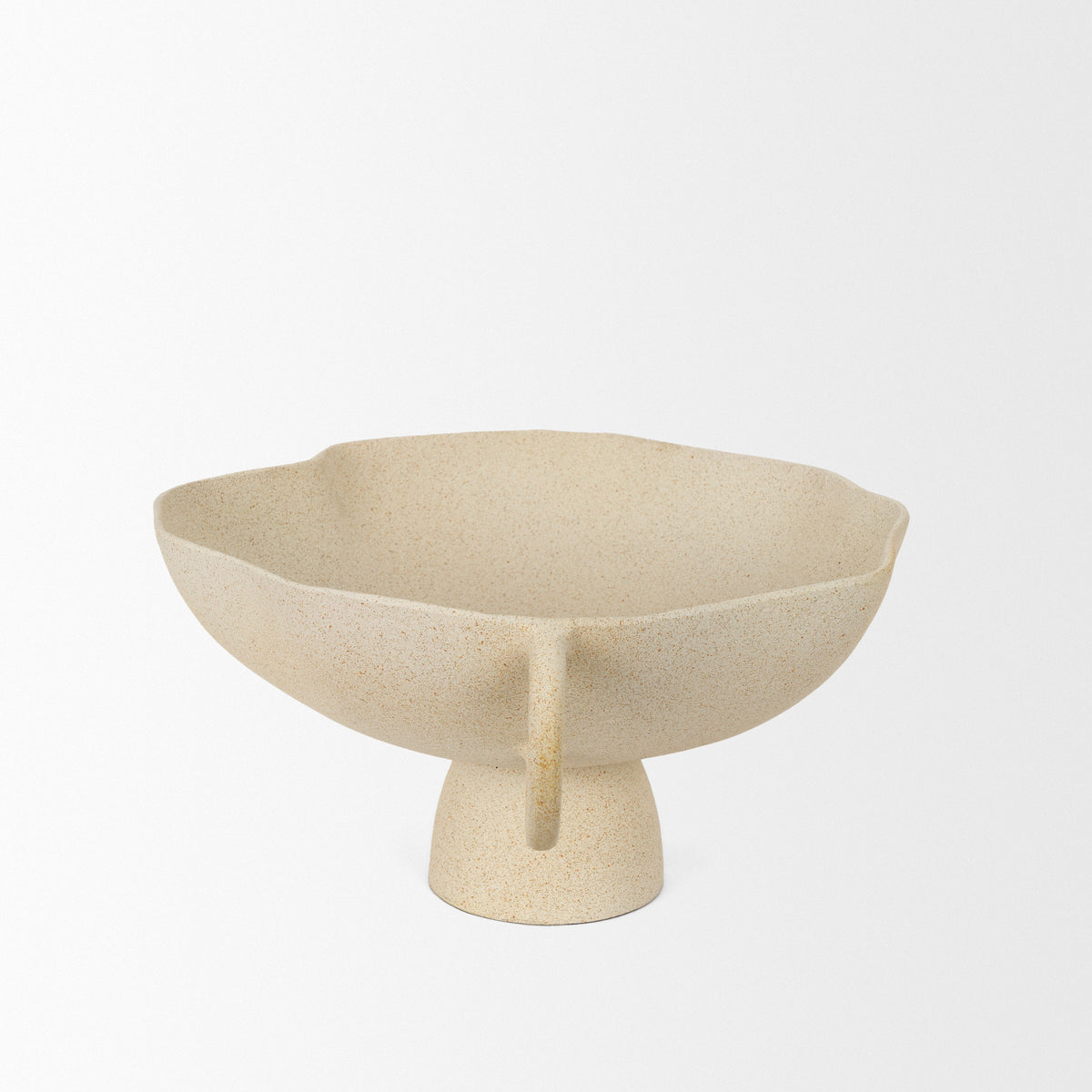 Radka Beige Textured Large Metal Decorative Bowl - Ornate Home