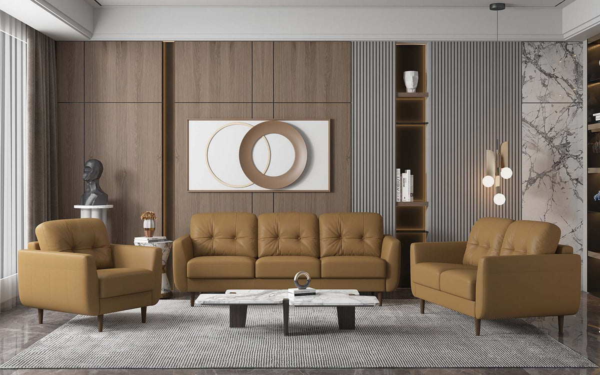 Radwan Camel Leather Chair - Ornate Home