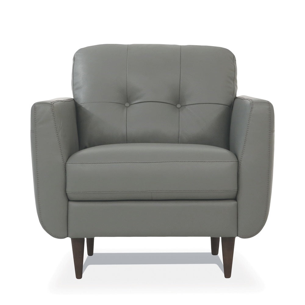 Radwan Pesto Green Leather Chair - Ornate Home