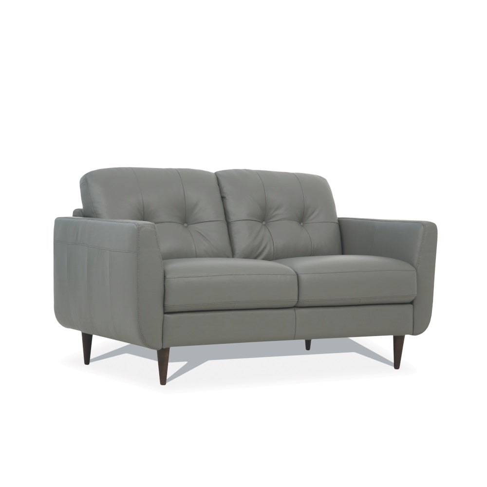 Radwan Pesto Green Leather Loveseat - Ornate Home