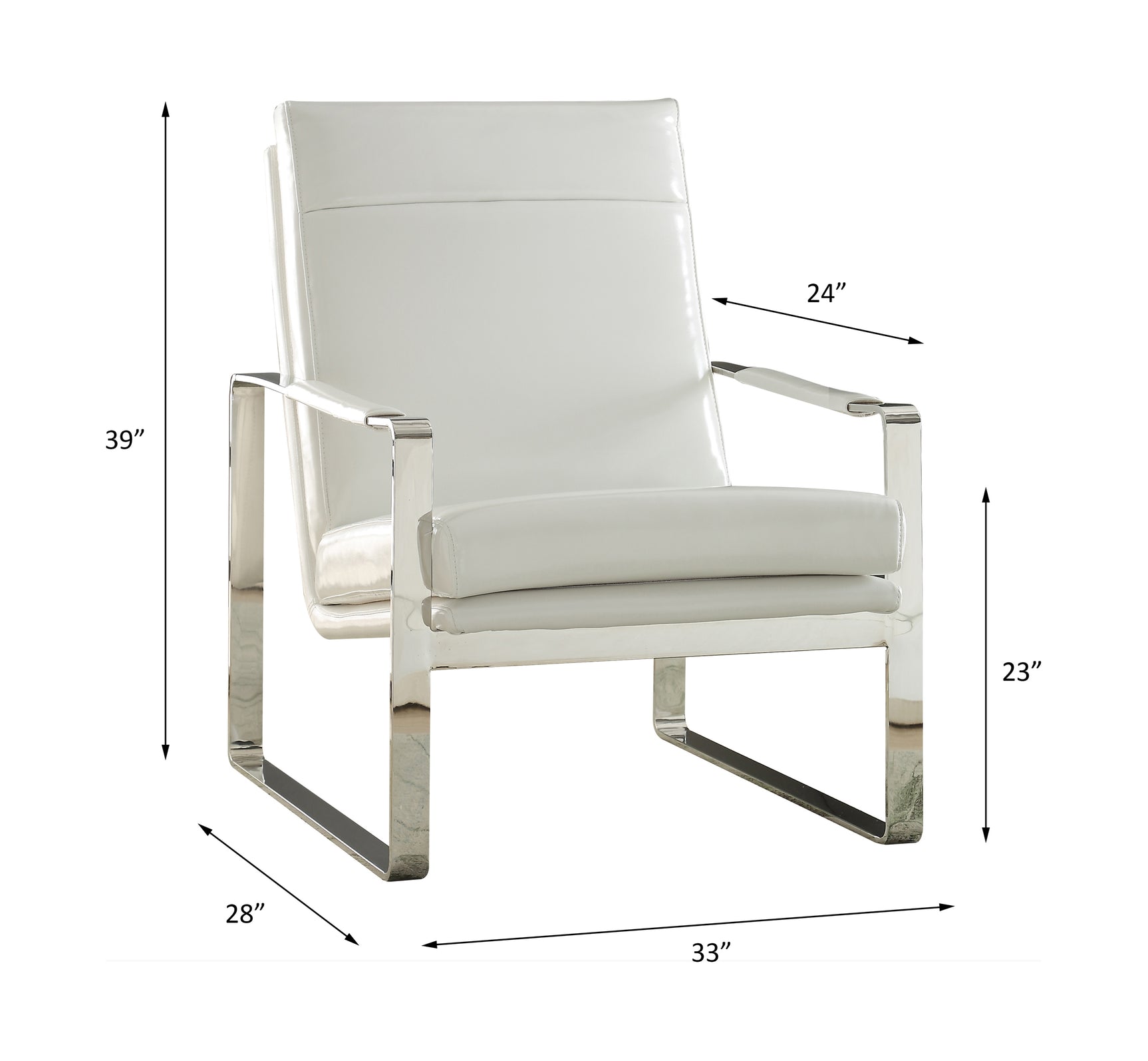 Rafael White/Stainless Steel Accent Chair - Ornate Home