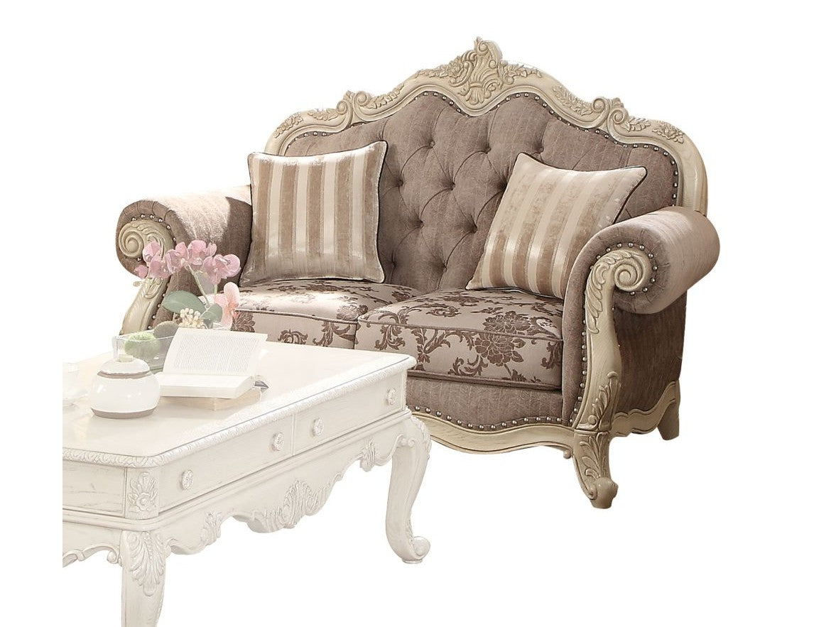 Ragenard Loveseat Gray Fabric & Antique White - Ornate Home