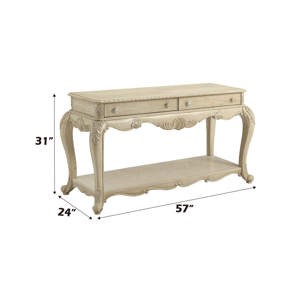Ragenardus Antique White Sofa Table - Ornate Home