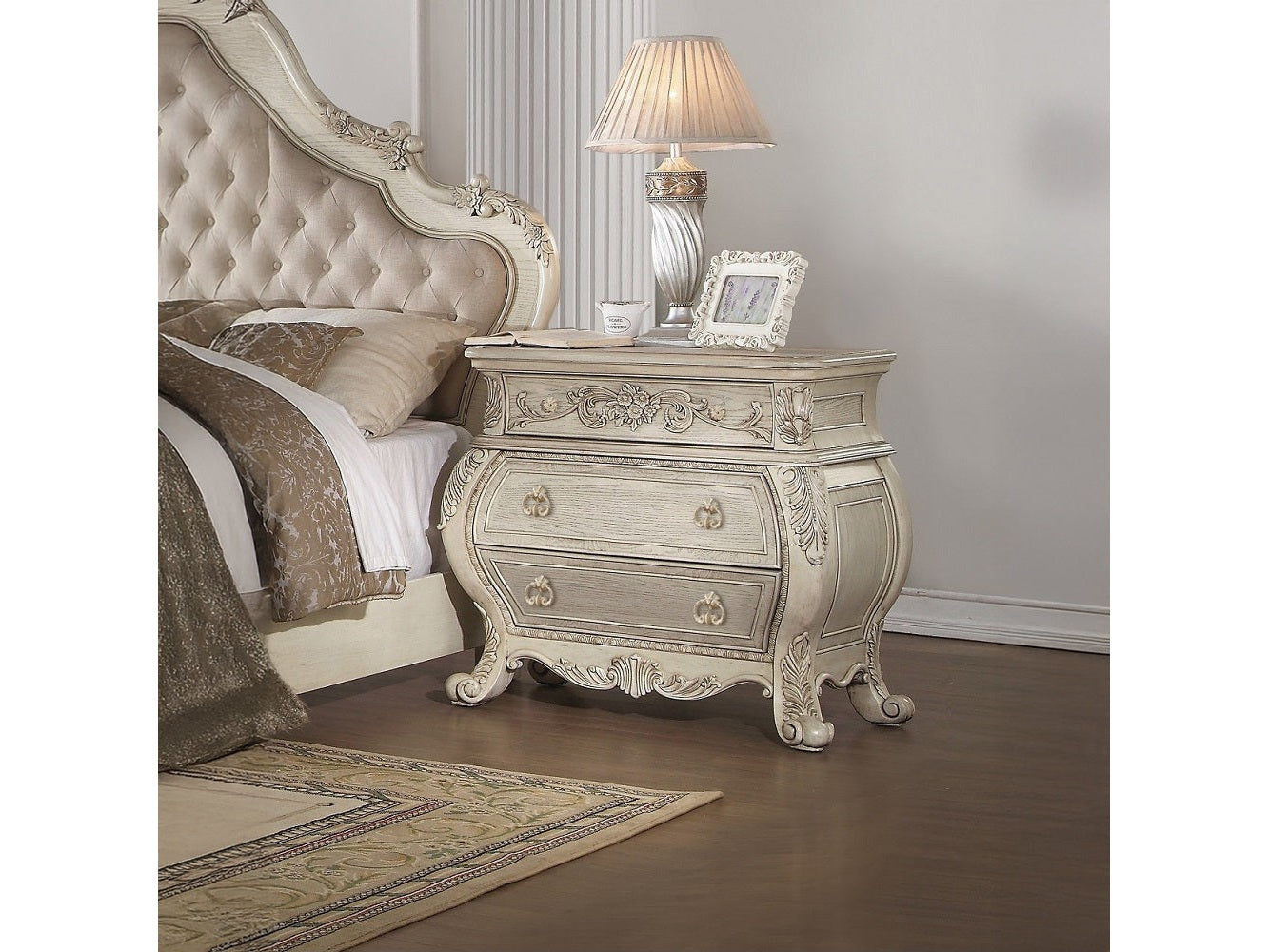 Ragenardus Nightstand in Antique White - Ornate Home