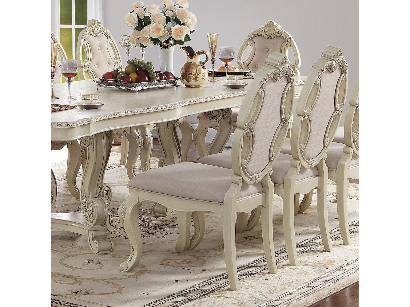 Ragenardus Side Chair in Antique White (Set of 2) 61282 - Ornate Home