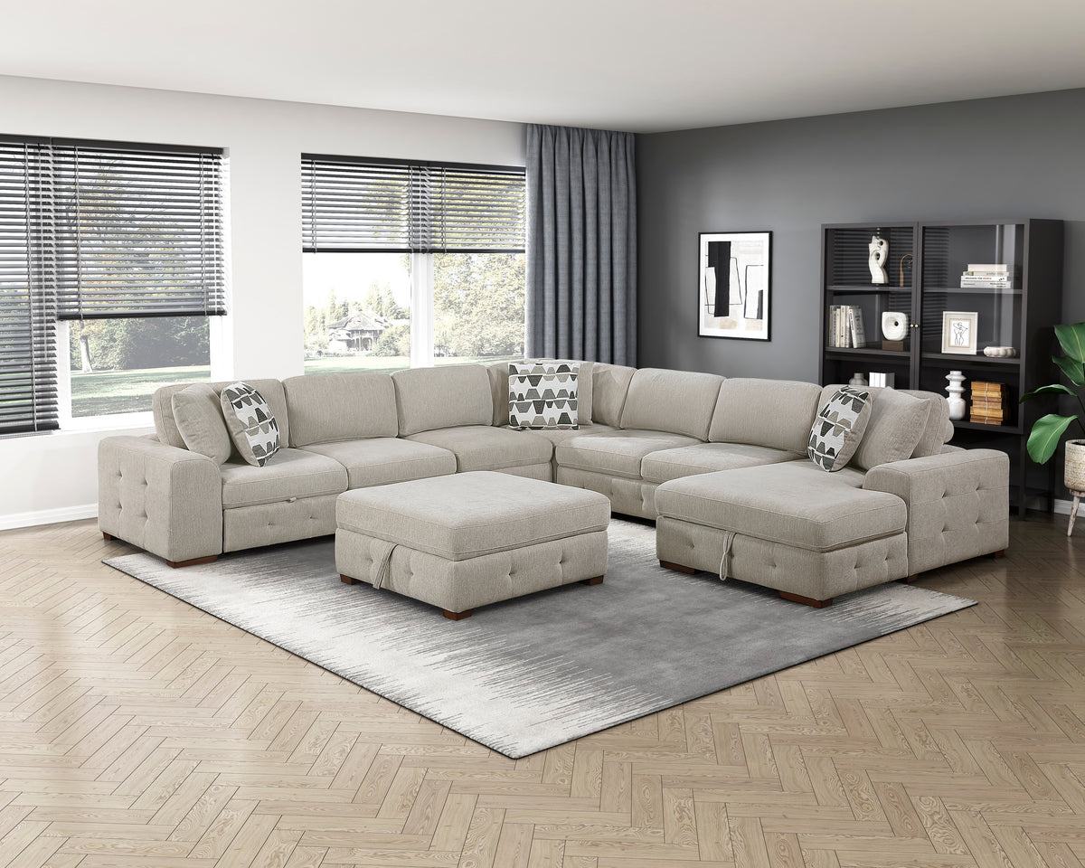 Raife Beige Armless Chair - Ornate Home