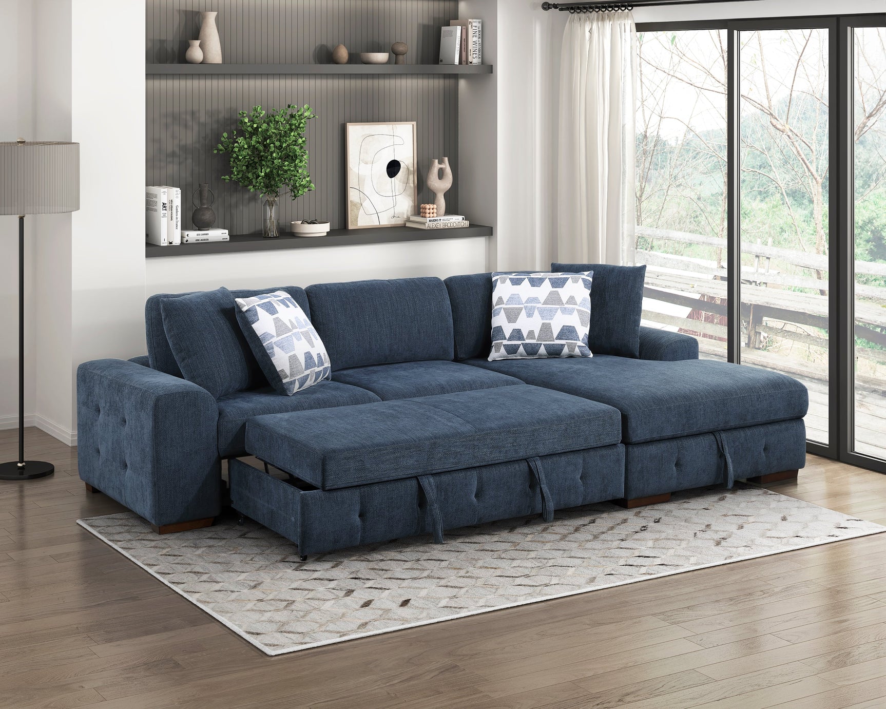 Raife Blue 2-Piece Sectional with Right Chaise - Ornate Home