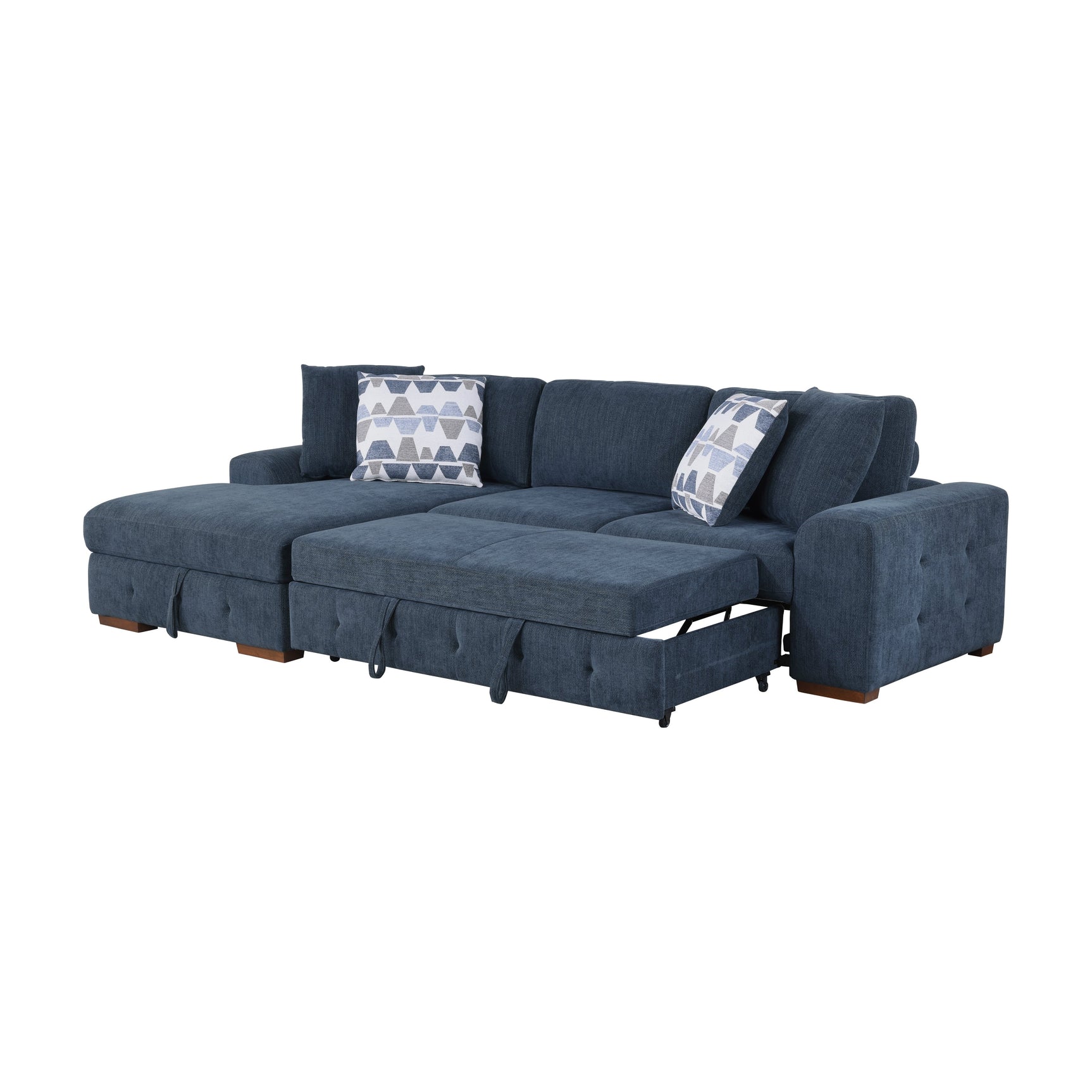 Raife Blue 3-Piece Sectional with Left Chaise And Ottoman - Ornate Home