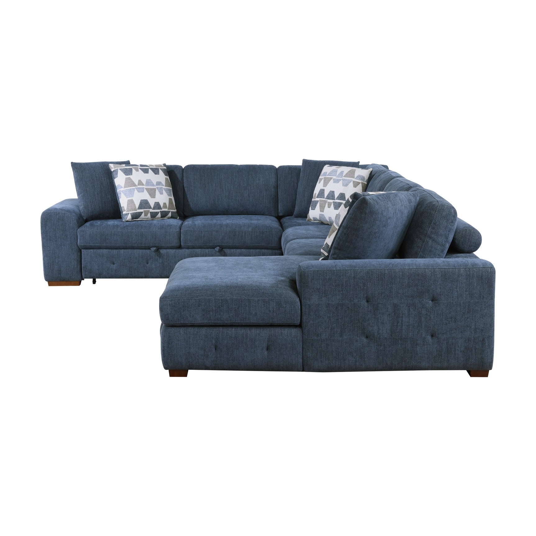 Raife Blue 5-Piece Sectional with Right Chaise & Storage Ottoman - Ornate Home