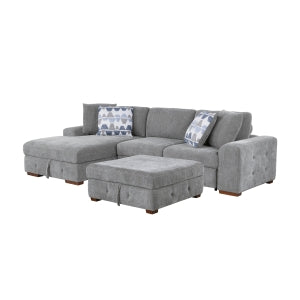 Raife Gray 3-Piece Sectional with Left Chaise And Ottoman - Ornate Home