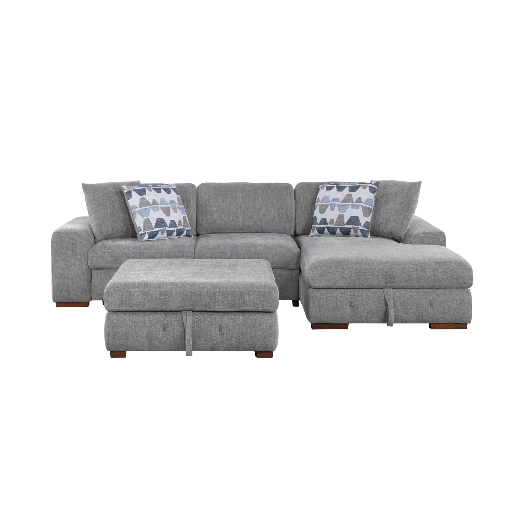 Raife Gray 3-Piece Sectional with Right Chaise And Ottoman - Ornate Home