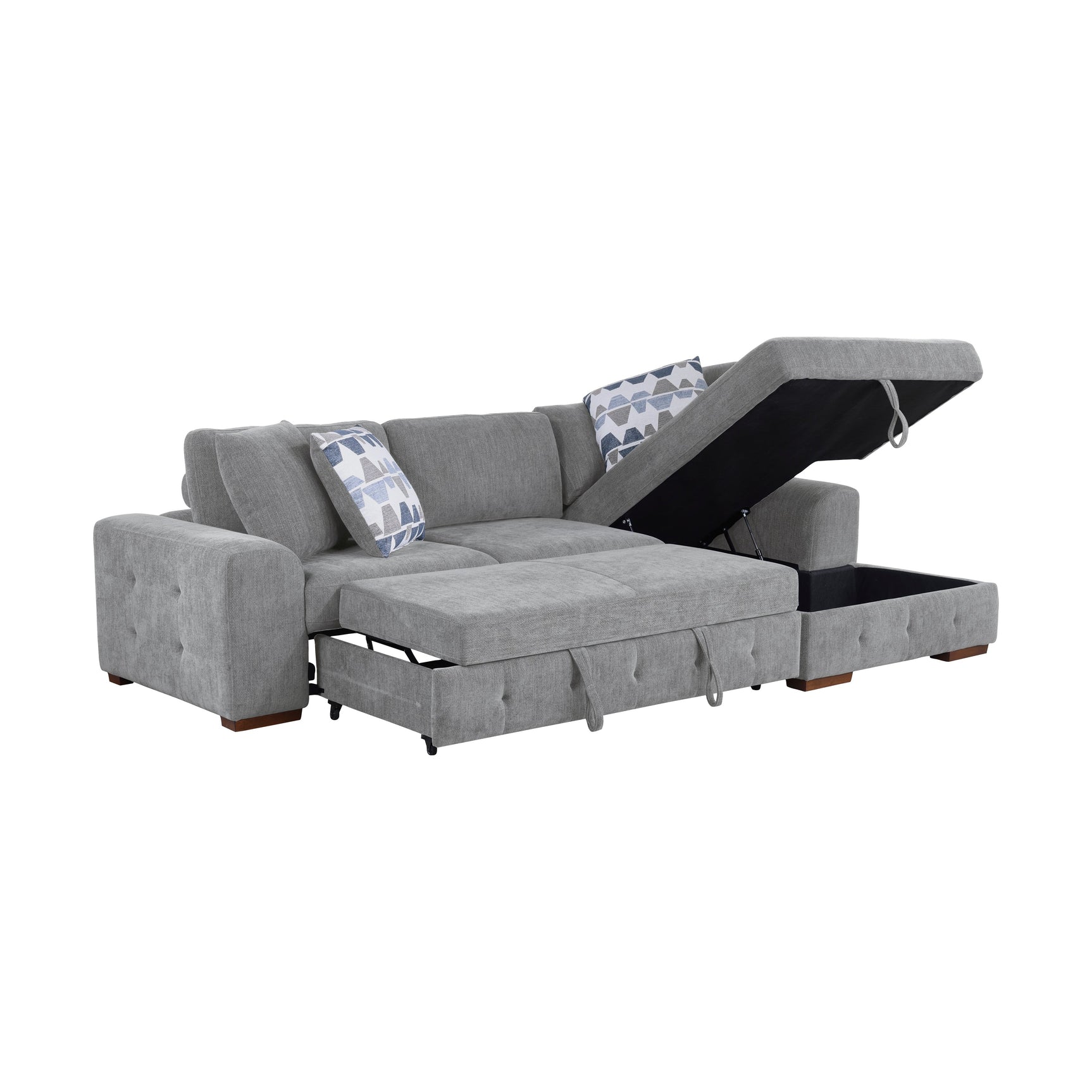 Raife Gray 3-Piece Sectional with Right Chaise And Ottoman - Ornate Home