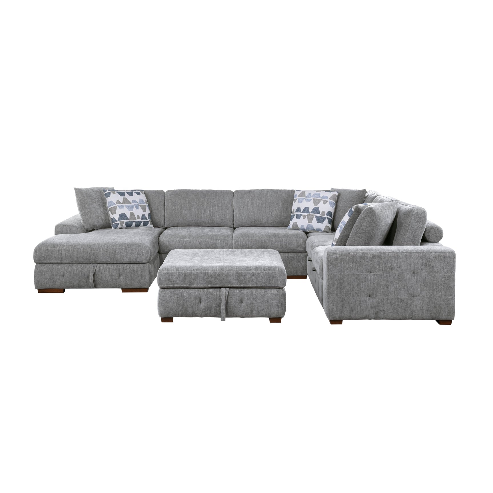 Raife Gray 5-Piece Sectional with Left Chaise And Storage Ottoman - Ornate Home
