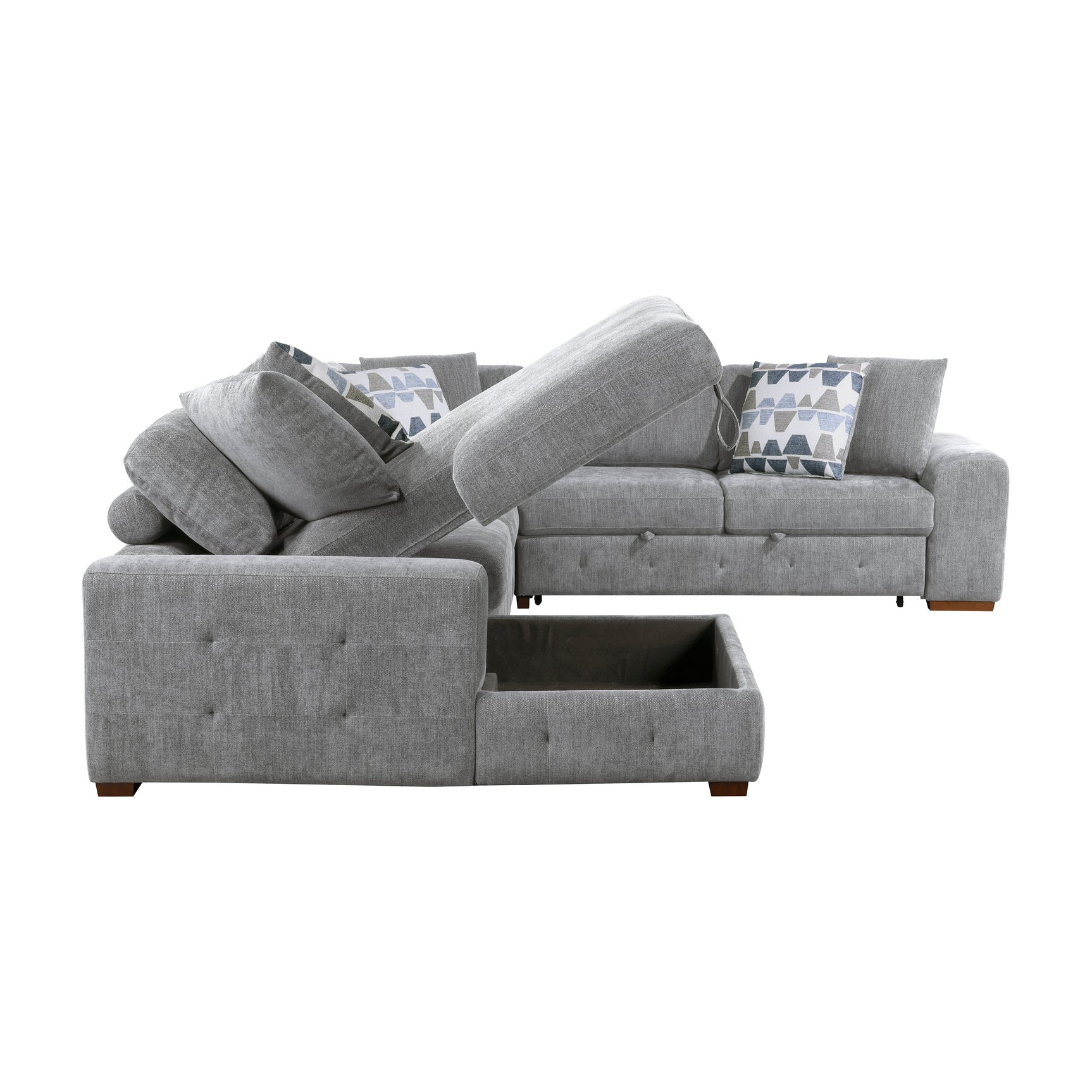 Raife Gray 5-Piece Sectional with Left Chaise And Storage Ottoman - Ornate Home