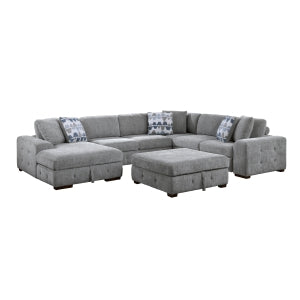 Raife Gray 5-Piece Sectional with Left Chaise And Storage Ottoman - Ornate Home