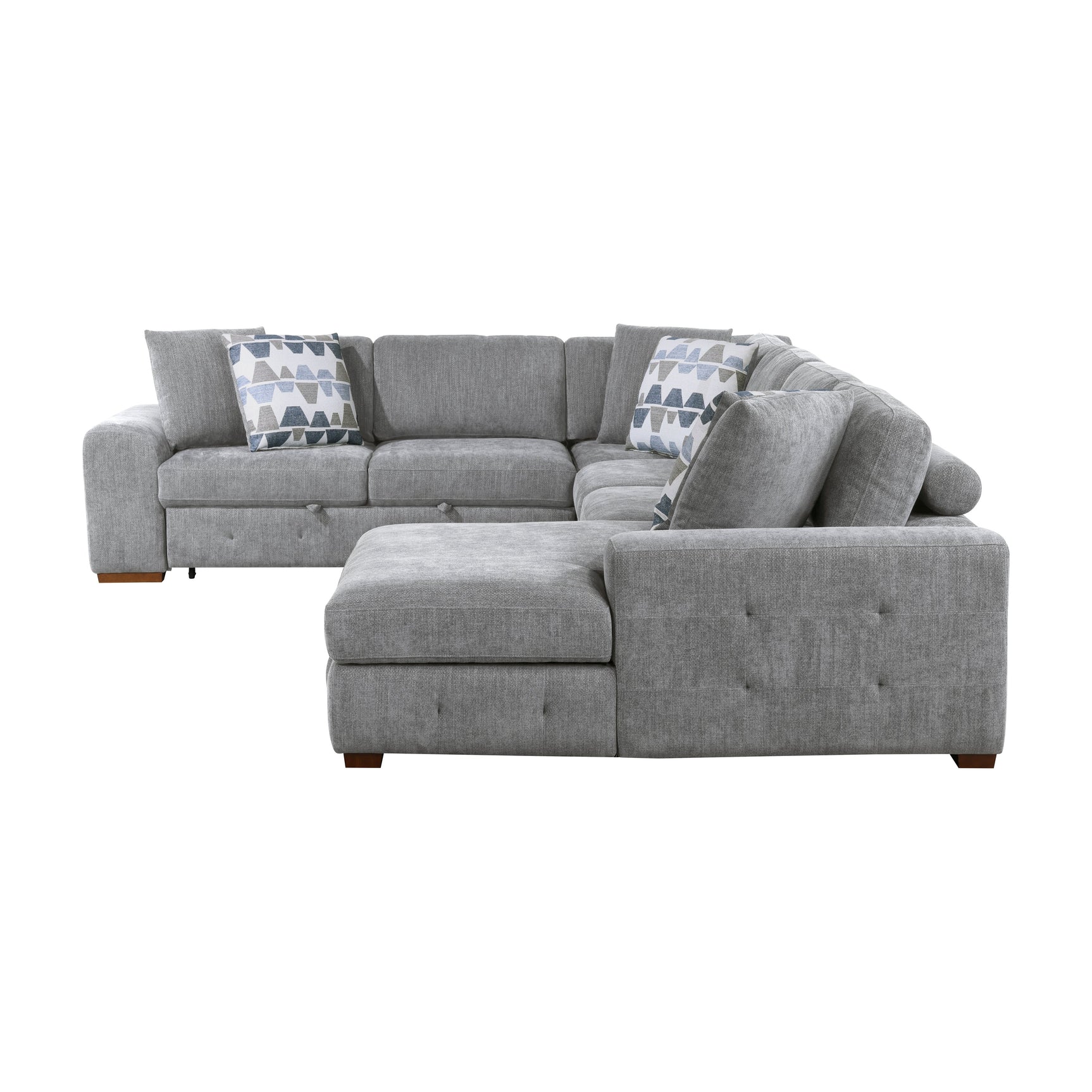 Raife Gray 5-Piece Sectional with Right Chaise And Storage Ottoman - Ornate Home