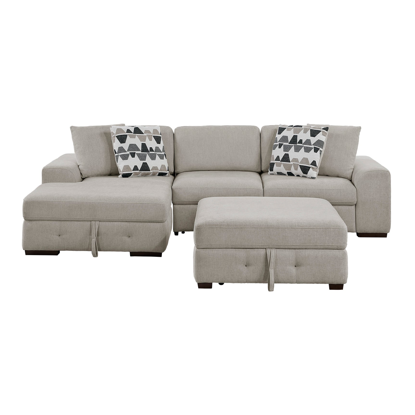 Raife Taupe 3-Piece Sectional with Left Chaise and Ottoman - Ornate Home