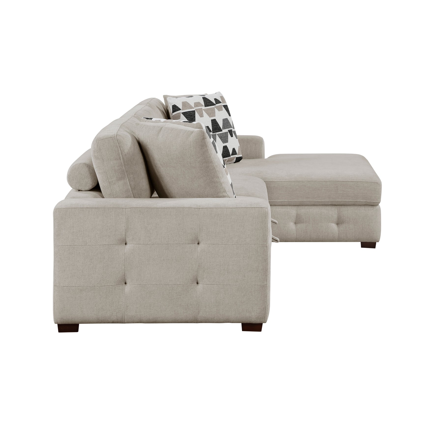 Raife Taupe 3-Piece Sectional with Right Chaise and Ottoman - Ornate Home