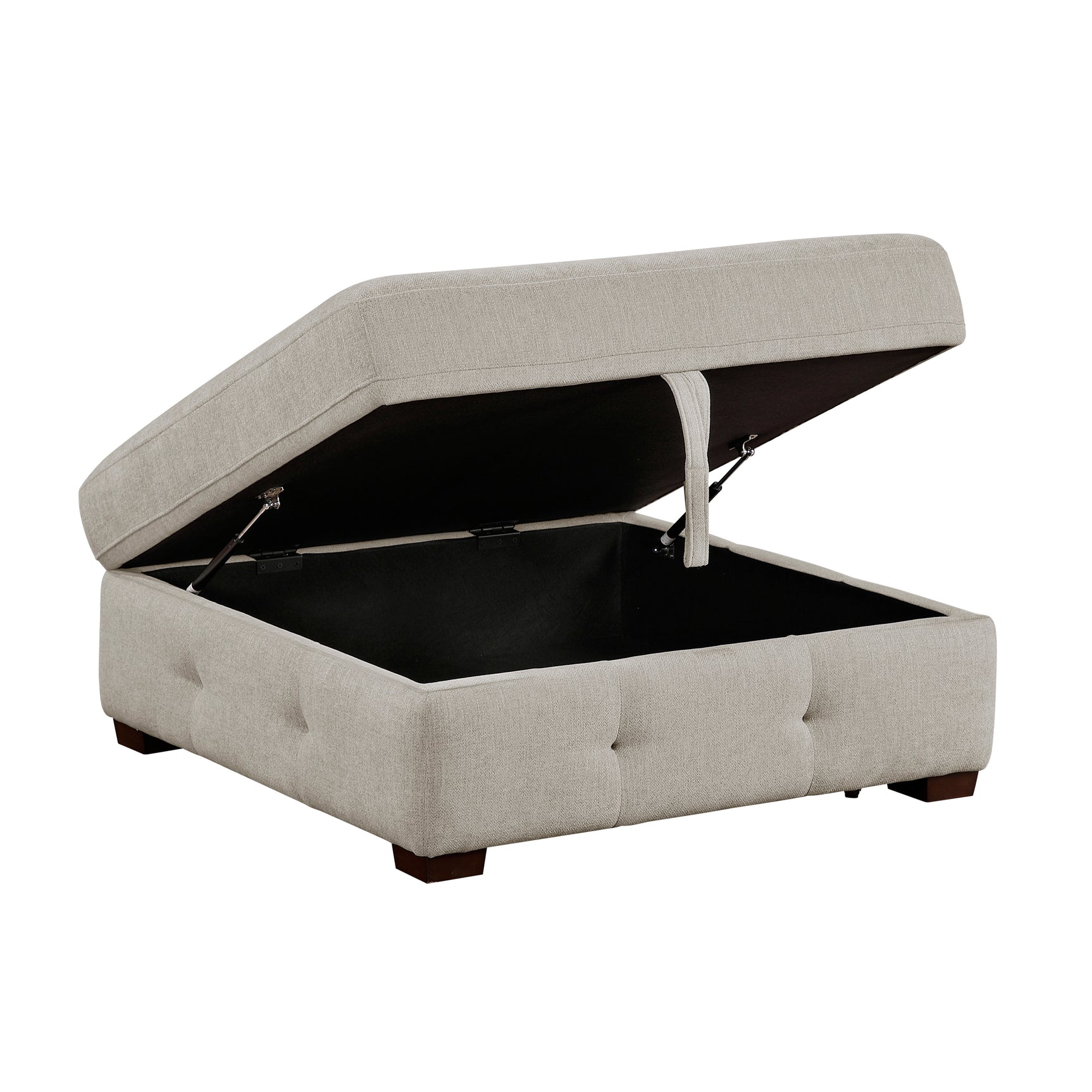 Raife Taupe Storage Ottoman - Ornate Home