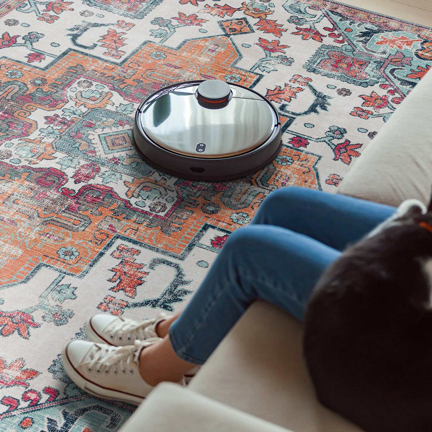 Rain Persian Multi Color Distressed Non-Slip Indoor Area Rug / 5'x7 (Classic motif) - Ornate Home