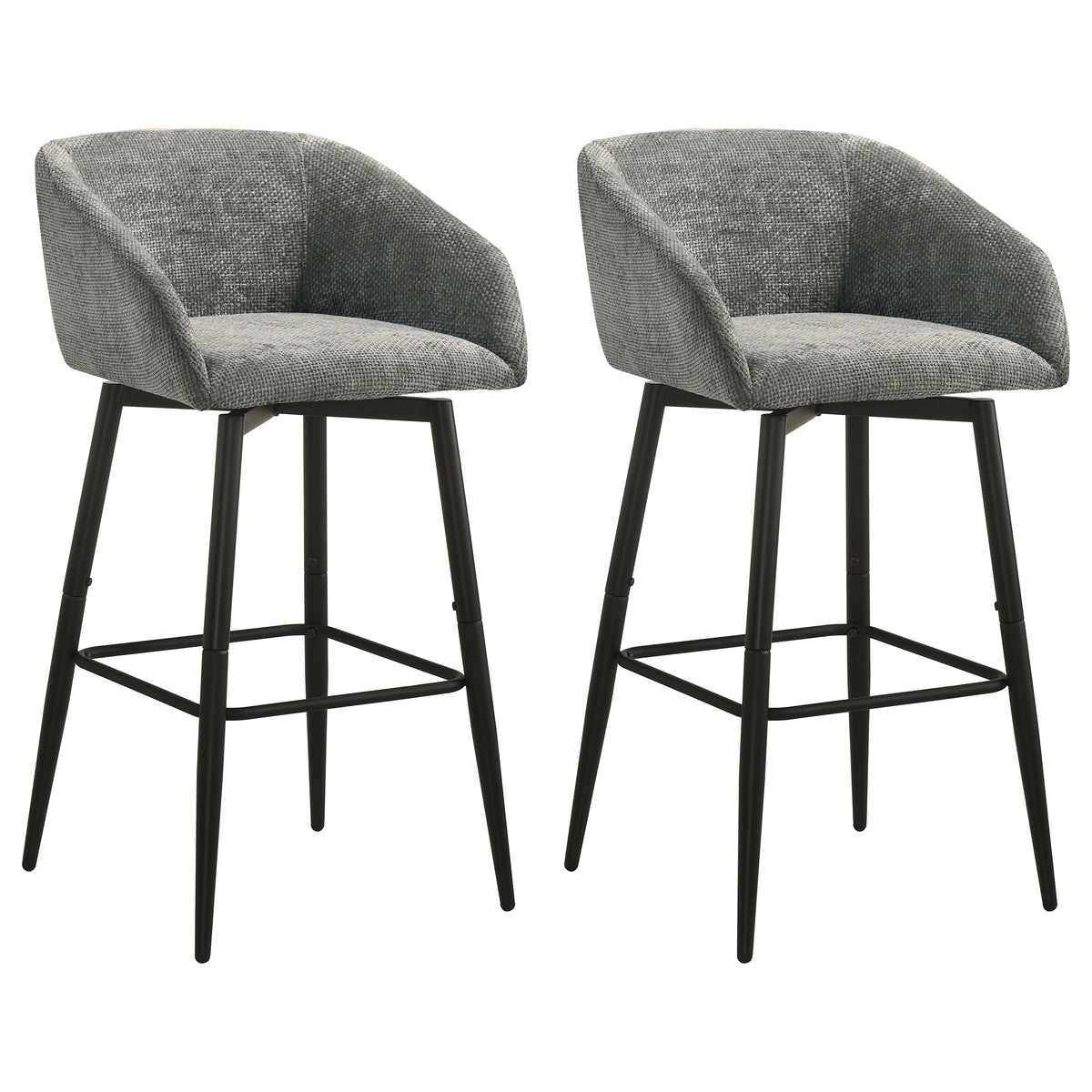 Rainer Charcoal Fabric Upholstered Swivel Bar Chair (Set Of 2) - Ornate Home