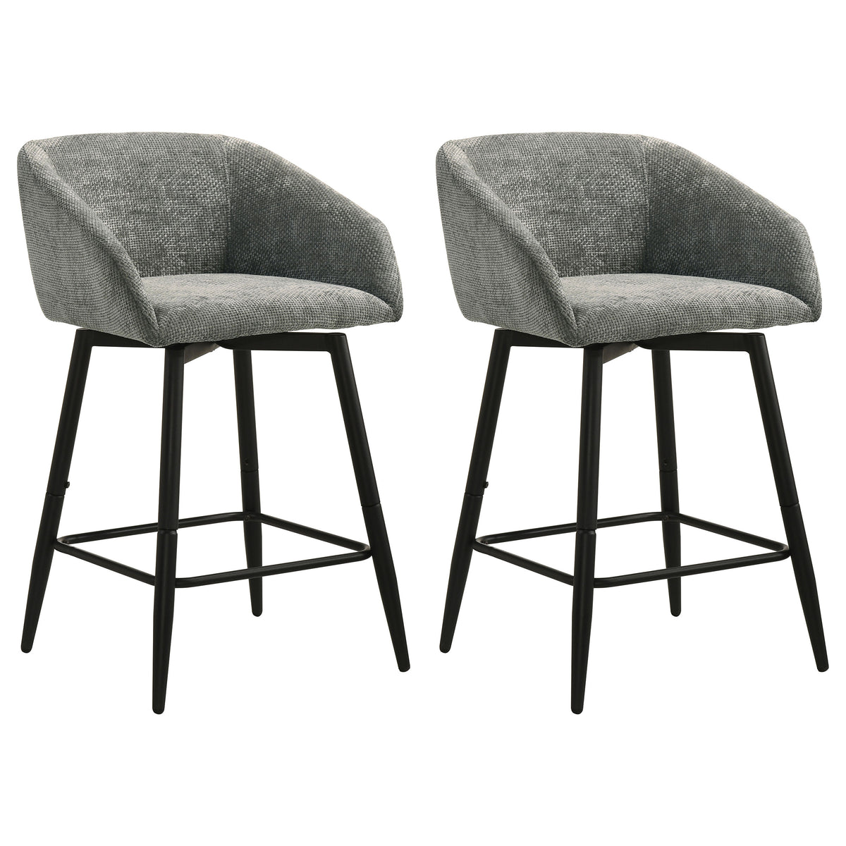 Rainer Charcoal Fabric Upholstered Swivel Counter Height Chair (Set Of 2) - Ornate Home