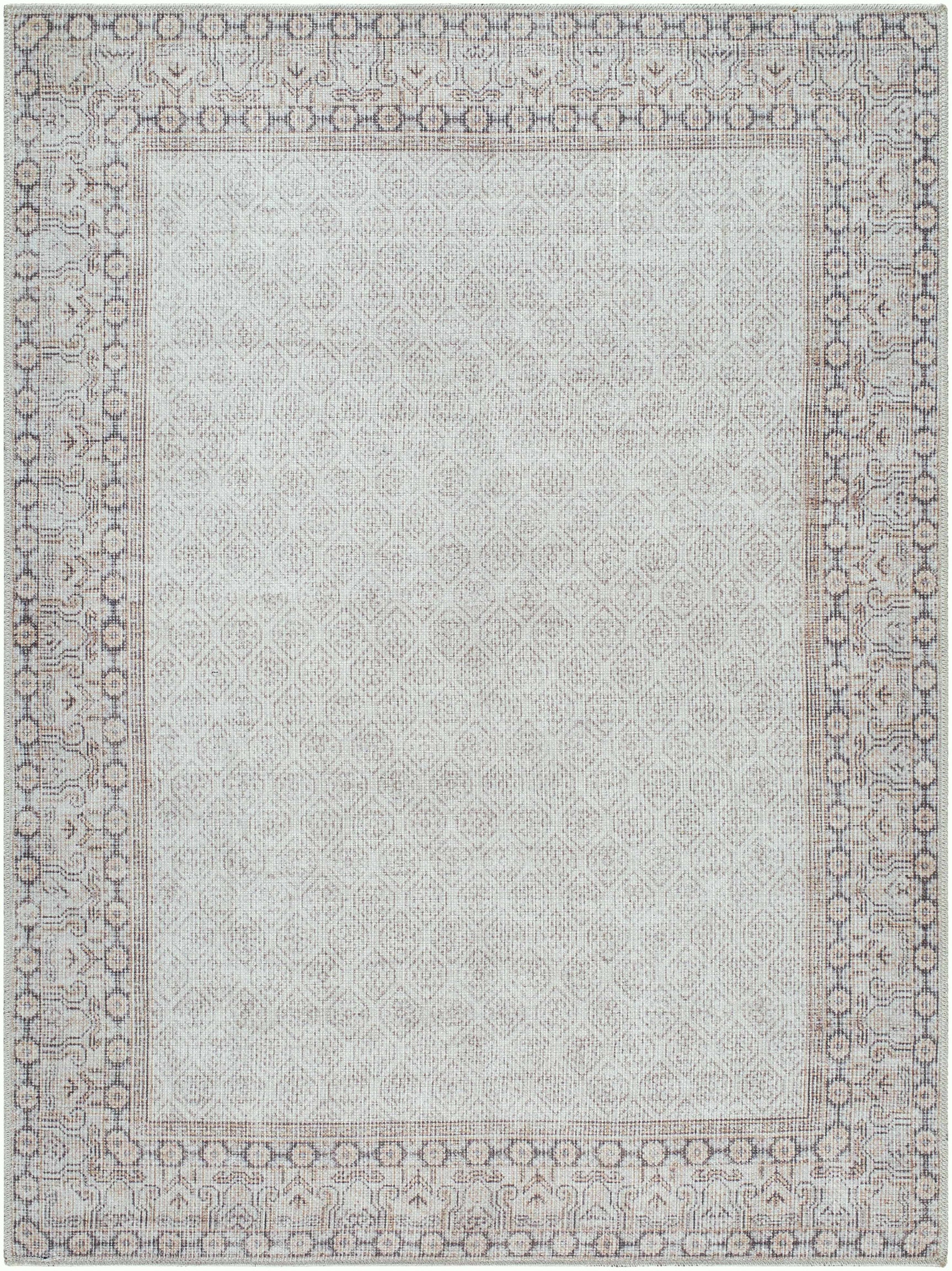 Rainier Cottage Border Beige Washable Rug | Our PNW Home X Livabliss - Ornate Home