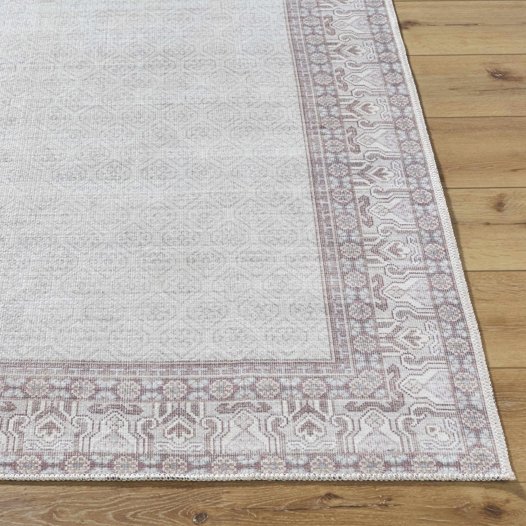 Rainier Cottage Border Brown Washable Rug | Our PNW Home X Livabliss - Ornate Home