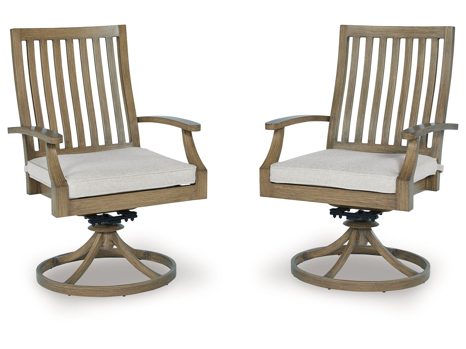 Rainier Ranch Brown/Beige Outdoor Swivel Chair with Cushion (Set of 2) - Ornate Home