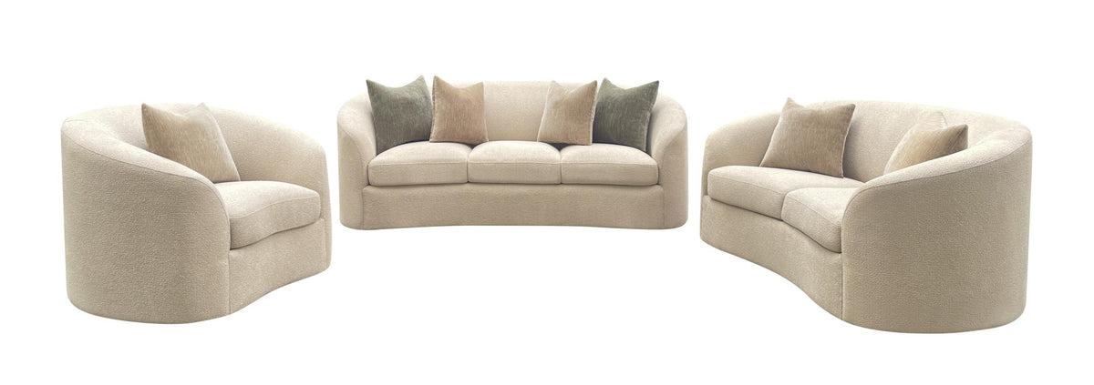 Rainn Camel 3-Piece Transitional Chenille Sofa Loveseat And Chair Set