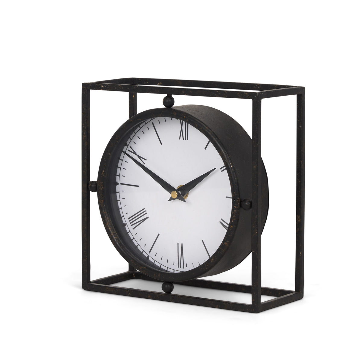 Raisa Black/Gold Metal Table Clock - Ornate Home