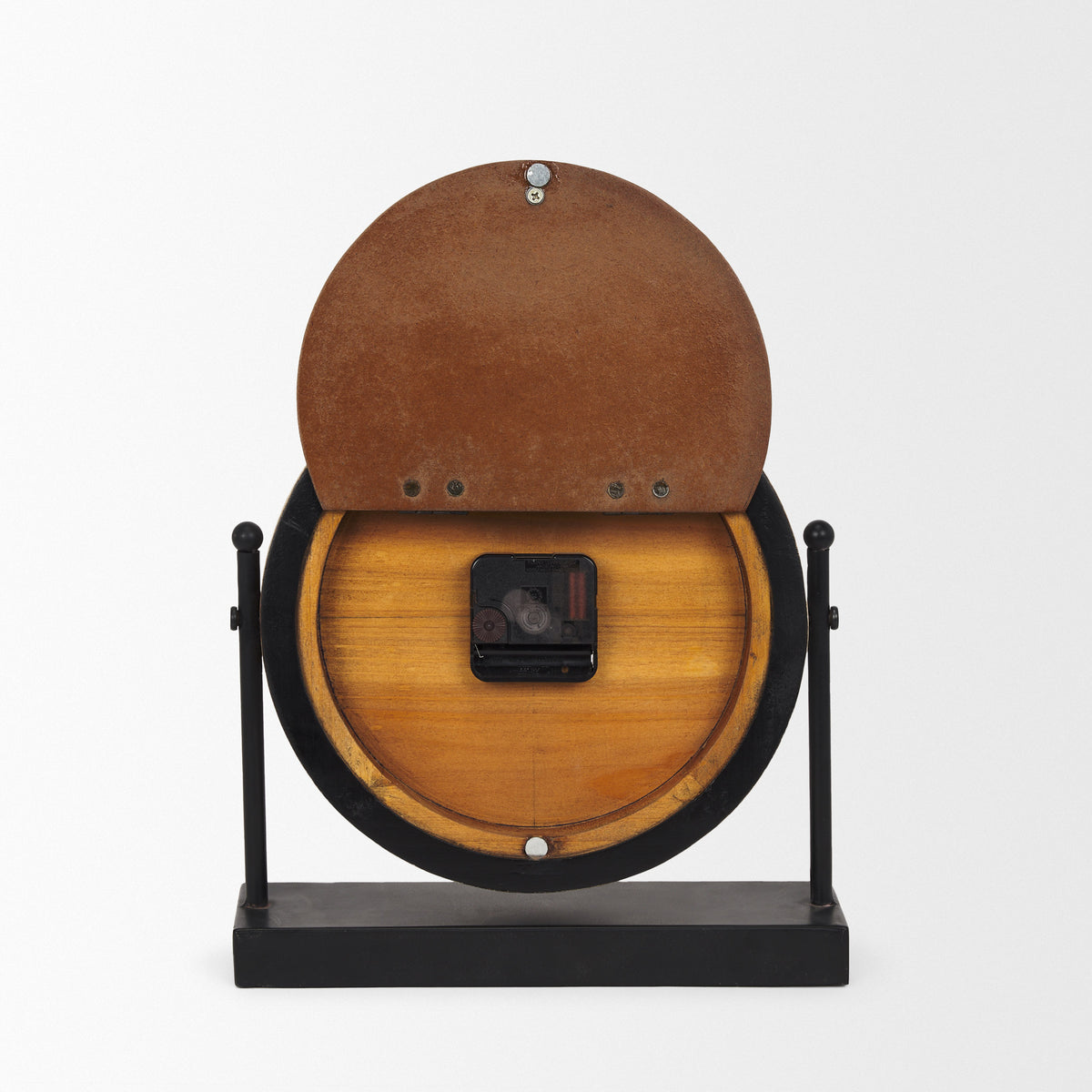 Raja Matte Black Metal with Wood Table Clock - Ornate Home