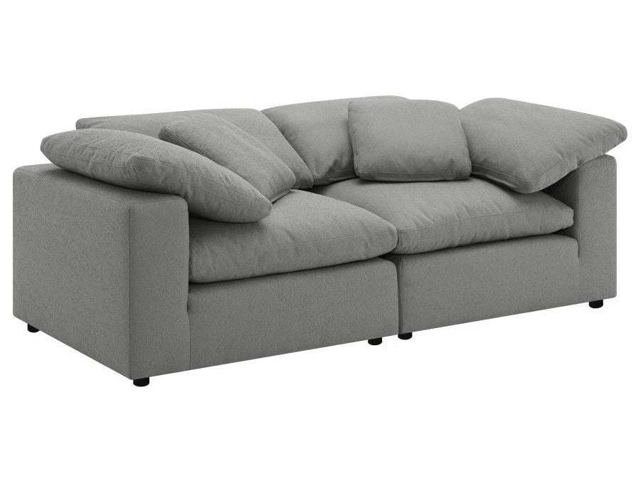 Raleigh Grey 2-piece Modular Cloud Sectional Loveseat - Ornate Home