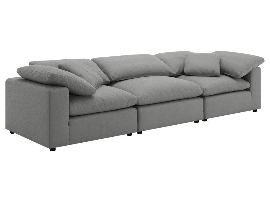 Raleigh Grey 3-piece Modular Cloud Sectional Sofa - Ornate Home