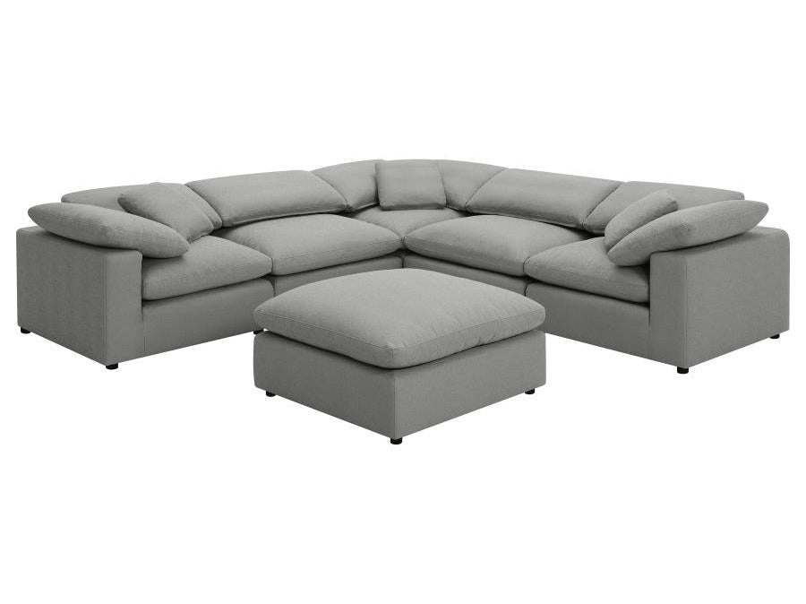 Raleigh Grey Boucle Modular Cloud Sectional 6-piece incl. Ottoman - Ornate Home