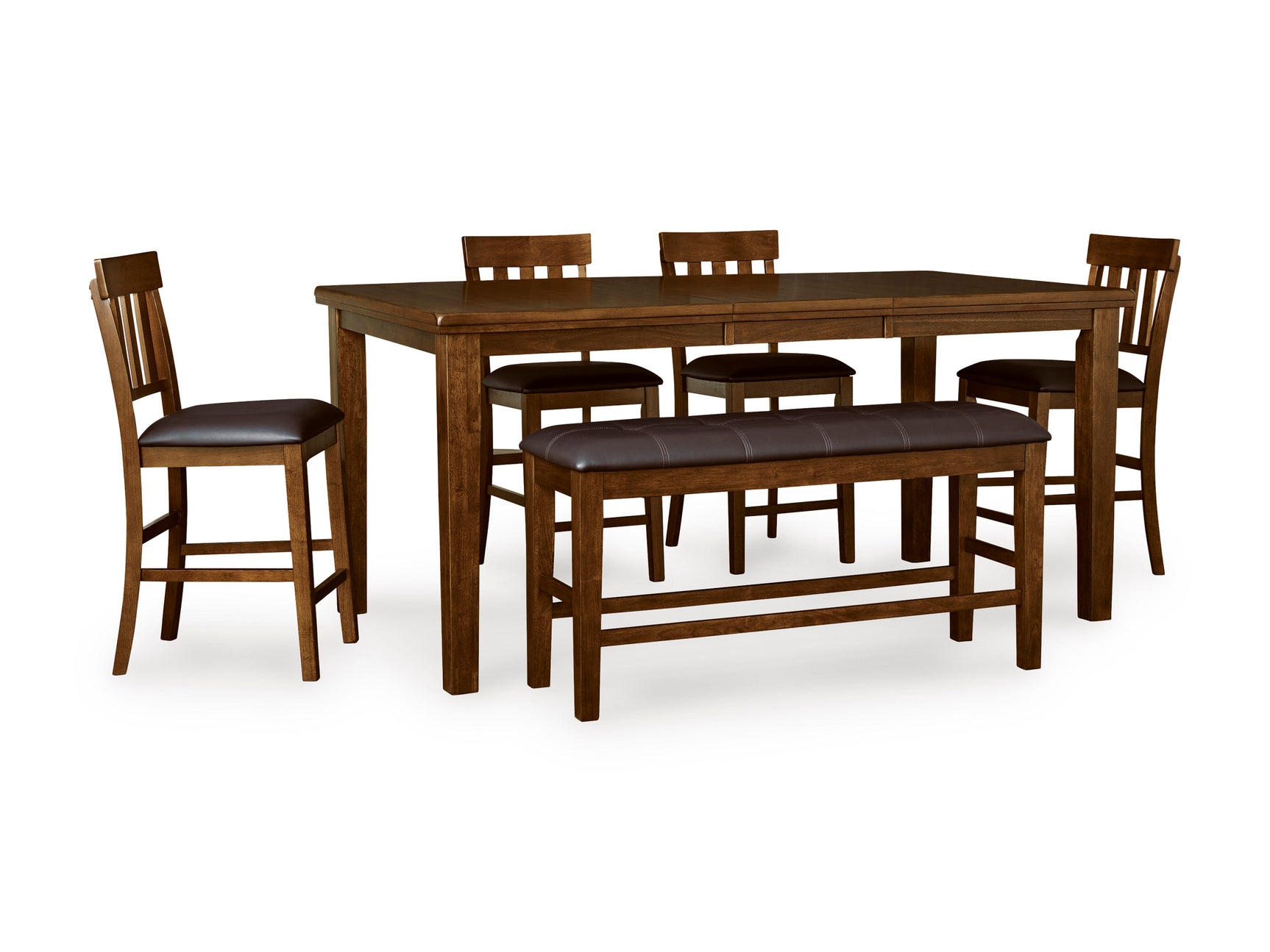 Ralene Medium Brown Counter Height Dining Table, 4 Barstools and Bench - Ornate Home
