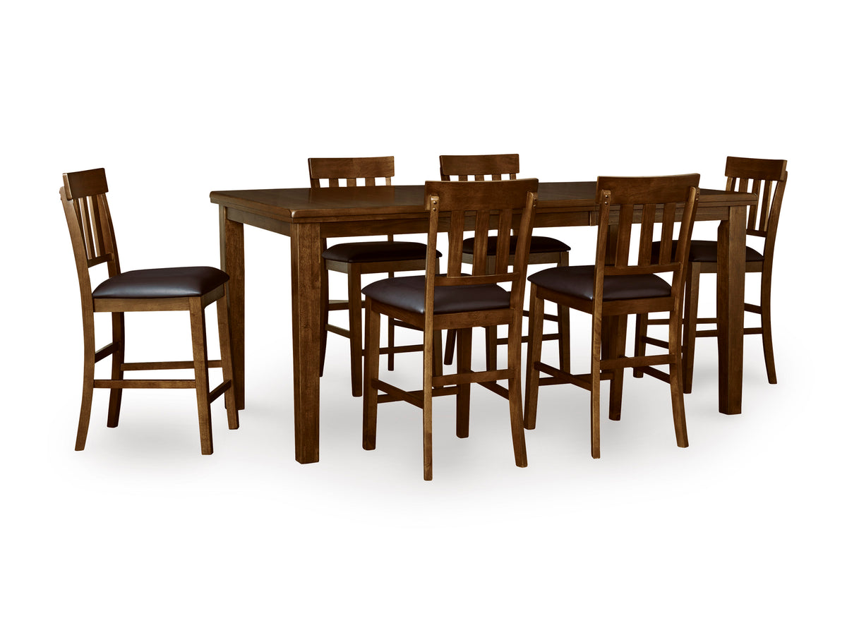 Ralene Medium Brown Counter Height Dining Table and 6 Barstools (Online Special Price) - Ornate Home