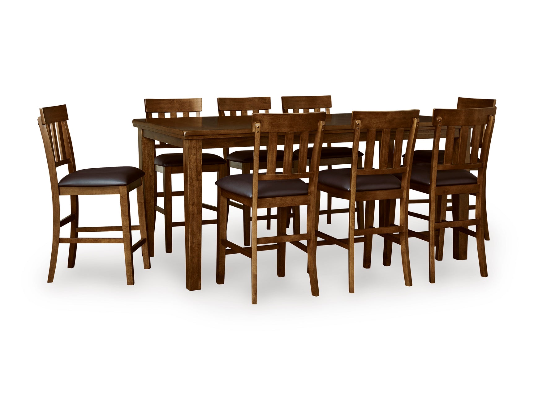 Ralene Medium Brown Counter Height Dining Table and 8 Barstools - Ornate Home