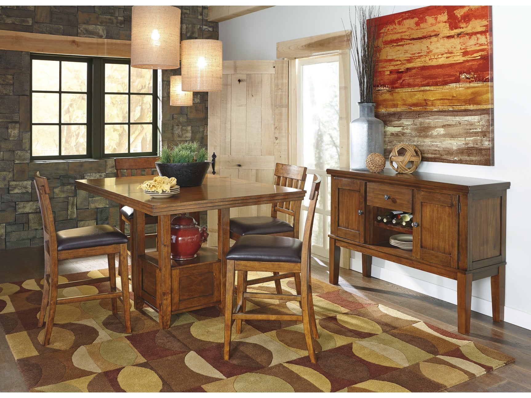 Ralene Medium Brown Counter Height Dining Table w/ Extension Leaf (Online Special Price) - Ornate Home