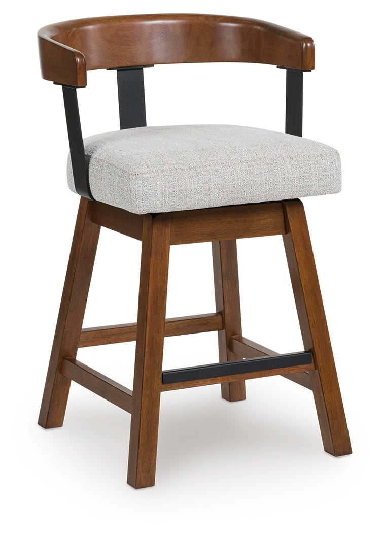 Ralene Medium Brown Upholstered Swivel Barstool (Set of 2) - Ornate Home
