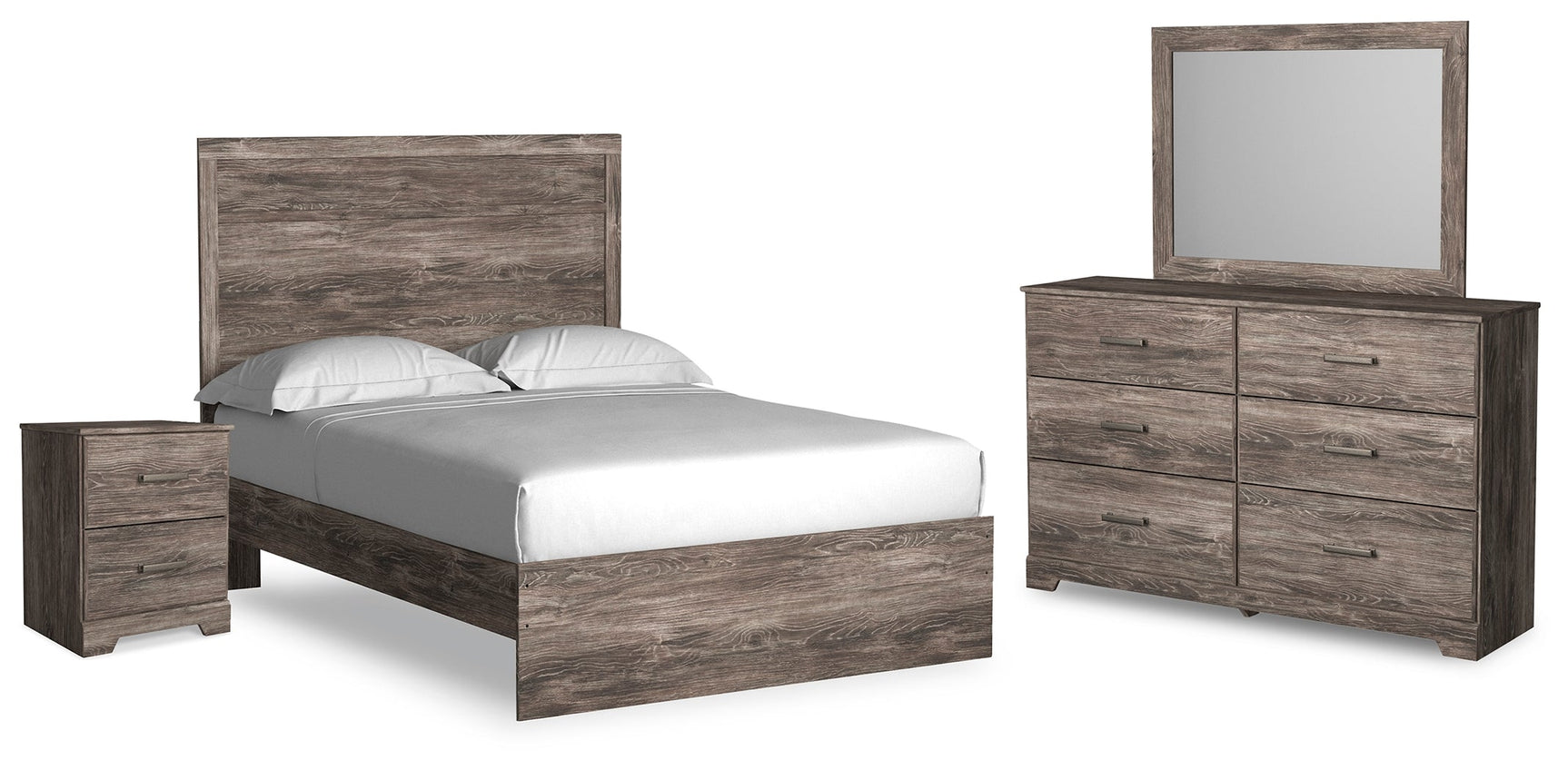 Ralinksi Gray Full Panel Bedroom Set with Dresser, Mirror and Nightstand (Online Special Price) - Ornate Home