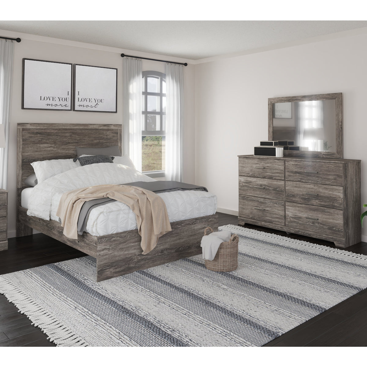 grey dresser and nightstand set Davi Gray Panel Bedroom Set main image 0