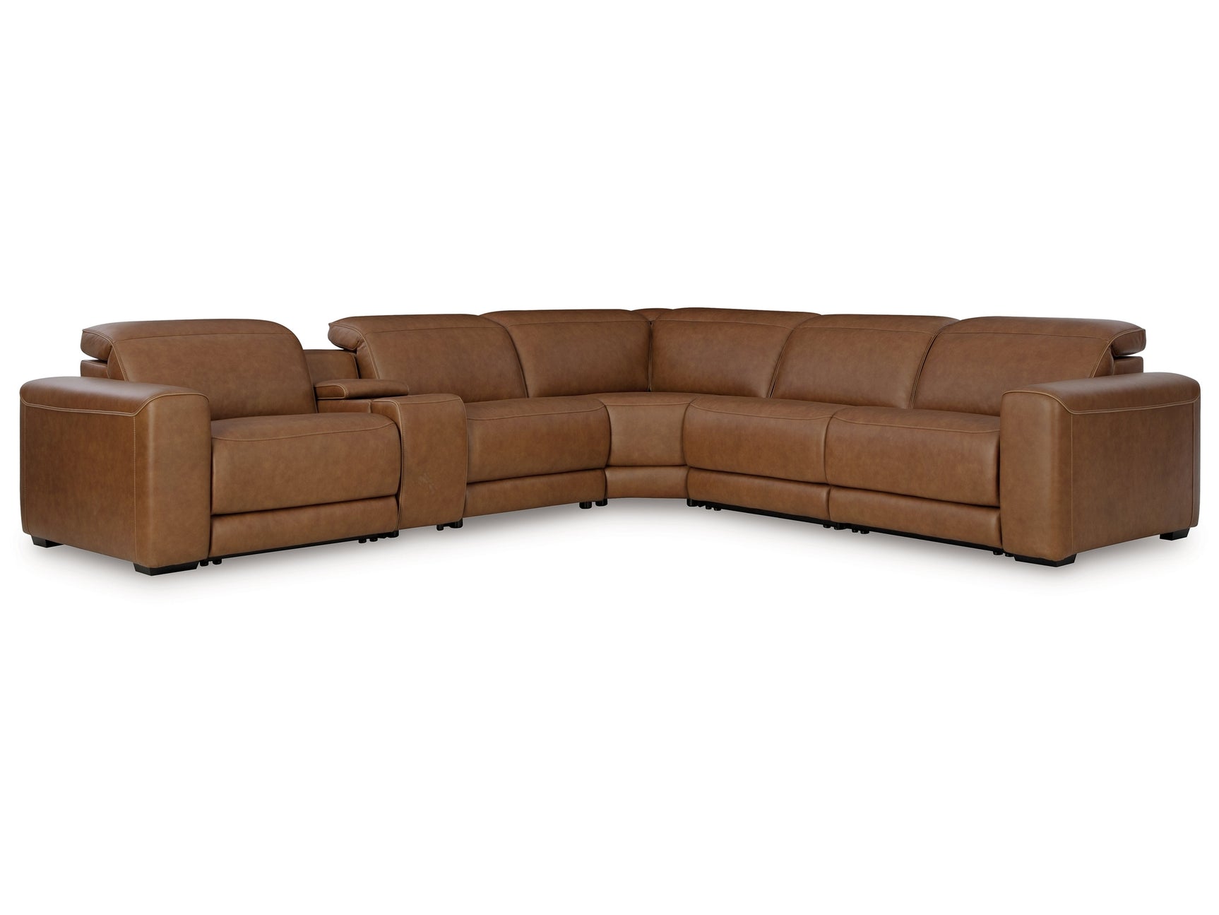 Rally-Up Caramel 6-Piece Power Reclining Sectional w/Console - Ornate Home
