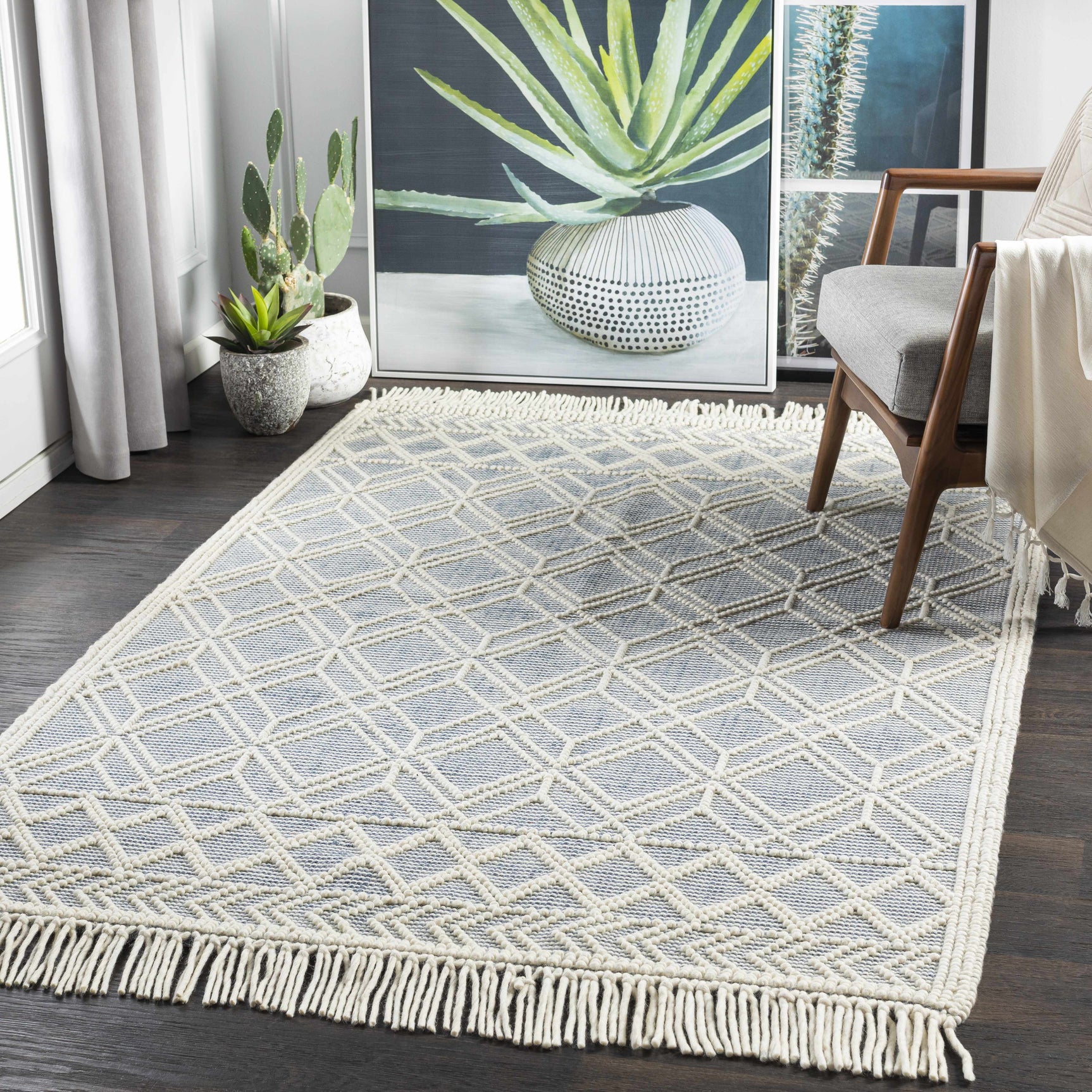 Ramsbury Ivory & Blue Area Rug - Ornate Home