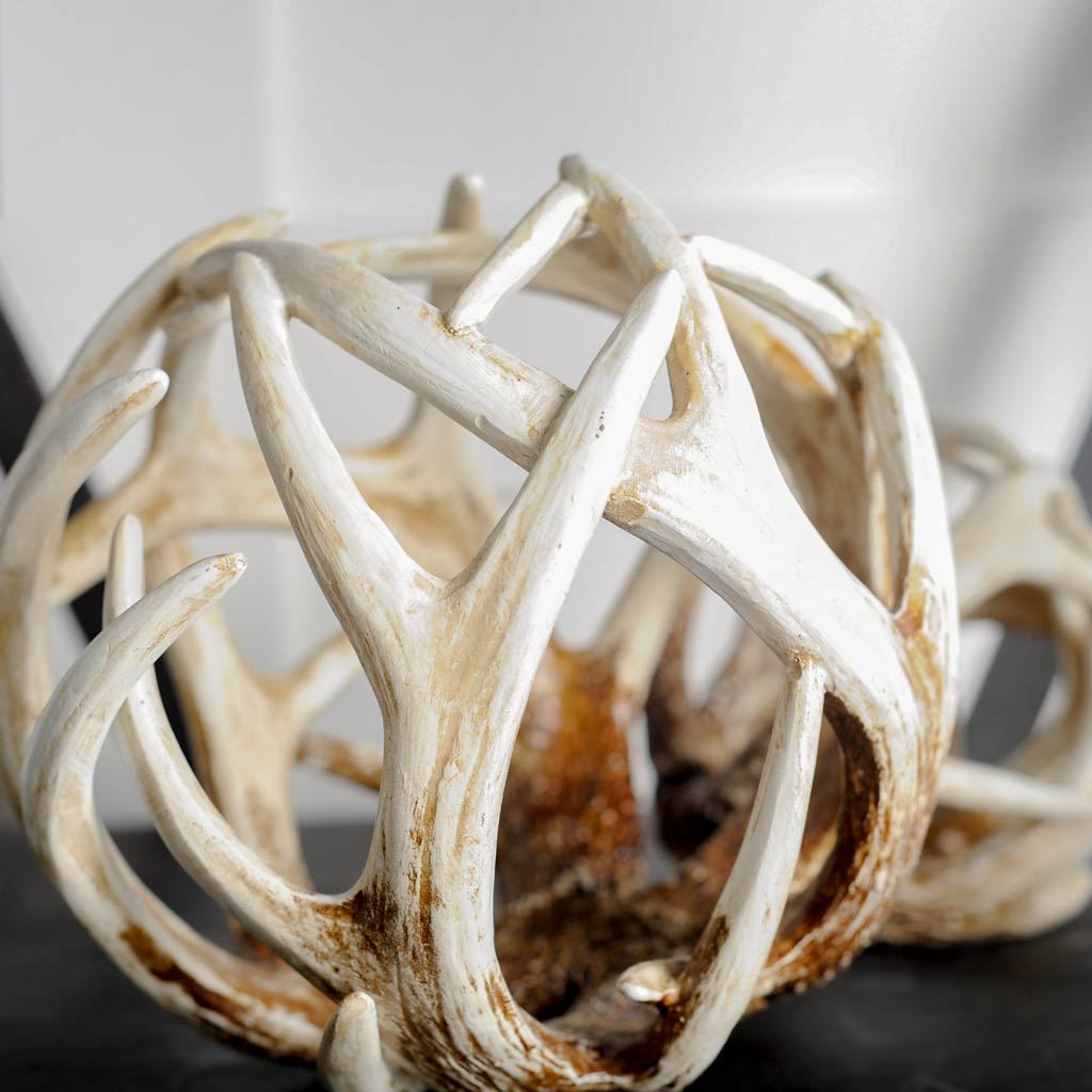 Ramus Brown Large Antler Shaped Decorative Orb Ball - Ornate Home