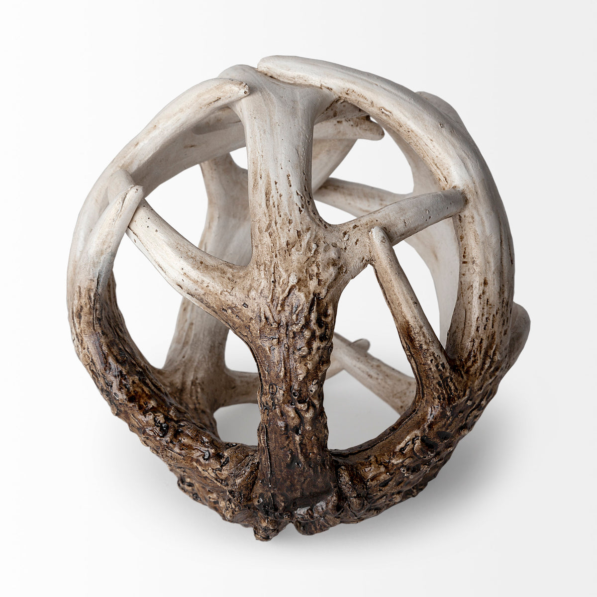 Ramus Brown Small Antler Shaped Decorative Resin Orb Ball - Ornate Home