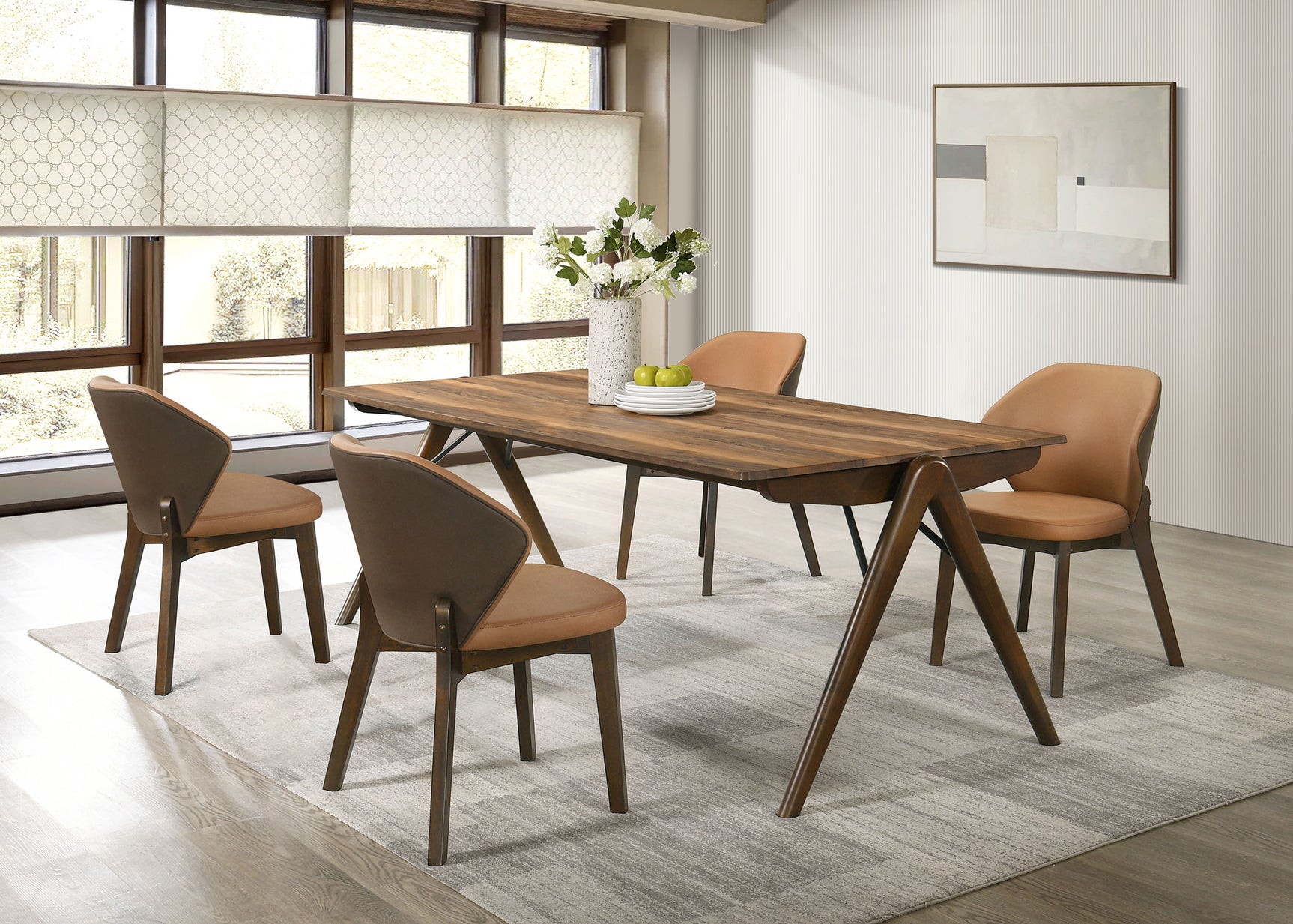 Randolph Sheesham/Brown 5-piece Rectangular Dining Table - Ornate Home