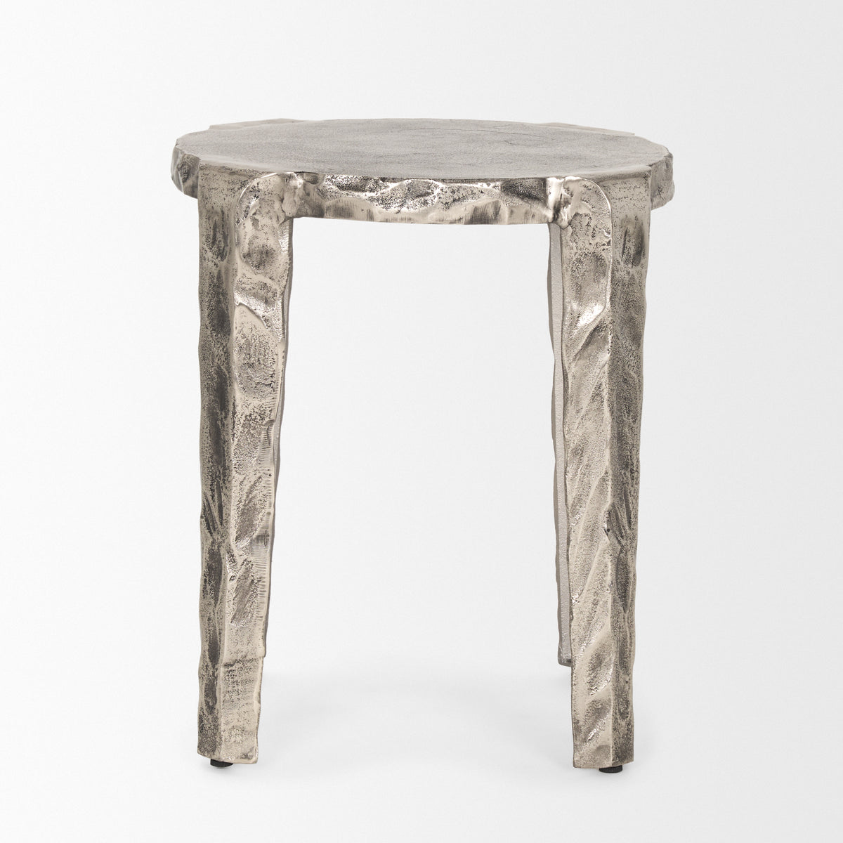 Randy Silver/Nickel Textured Cast Aluminum Metal Accent Table