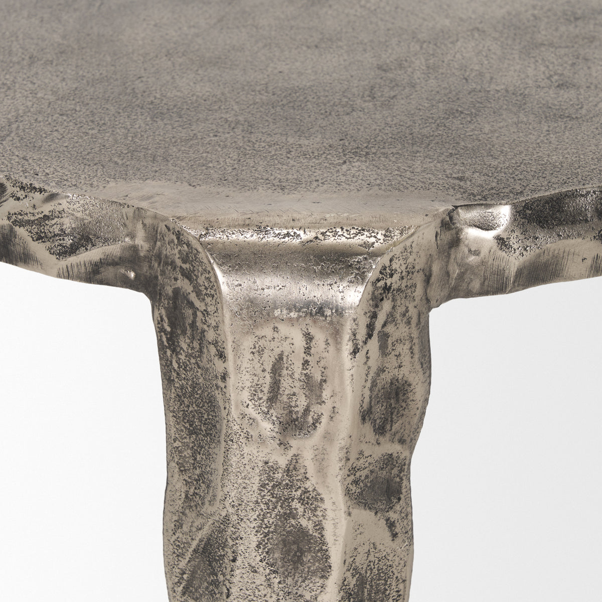 Randy Silver/Nickel Textured Cast Aluminum Metal Accent Table