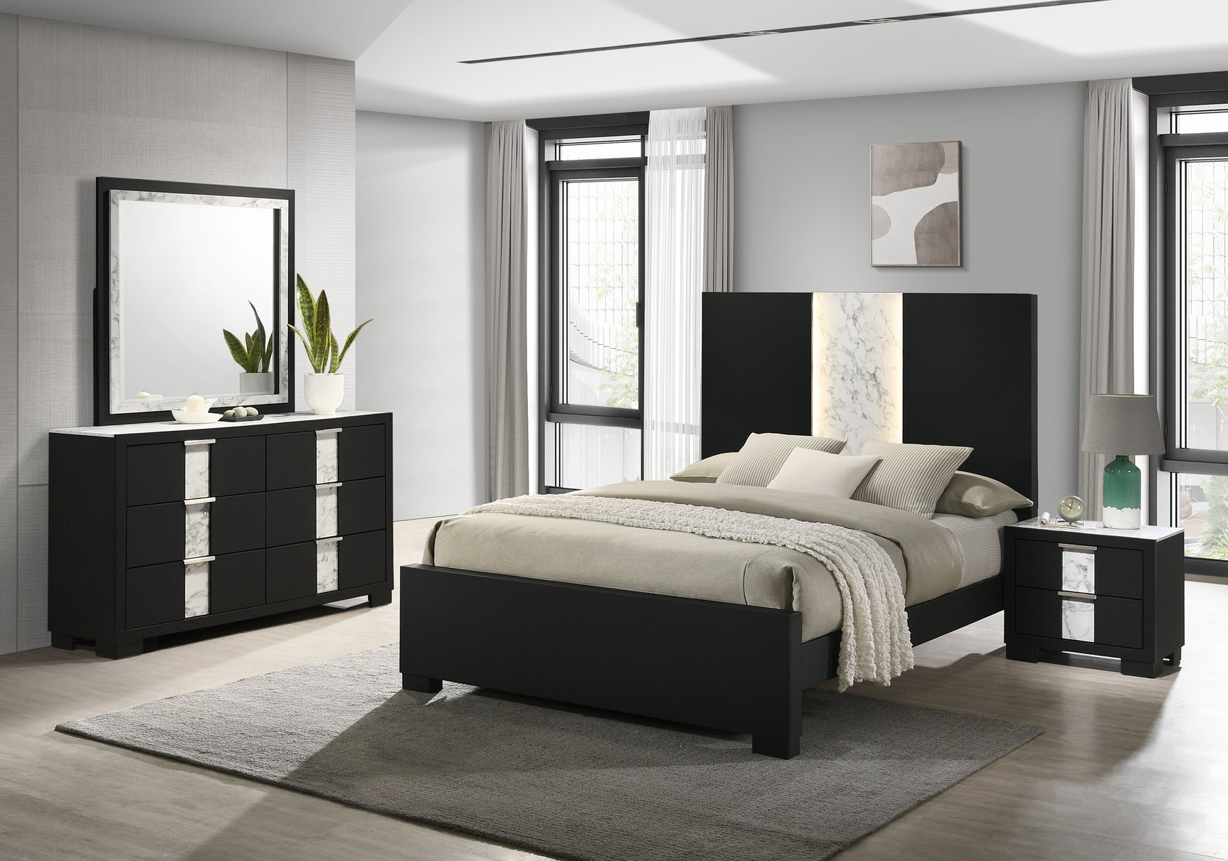 Rangley Black Queen Panel Bed - Ornate Home